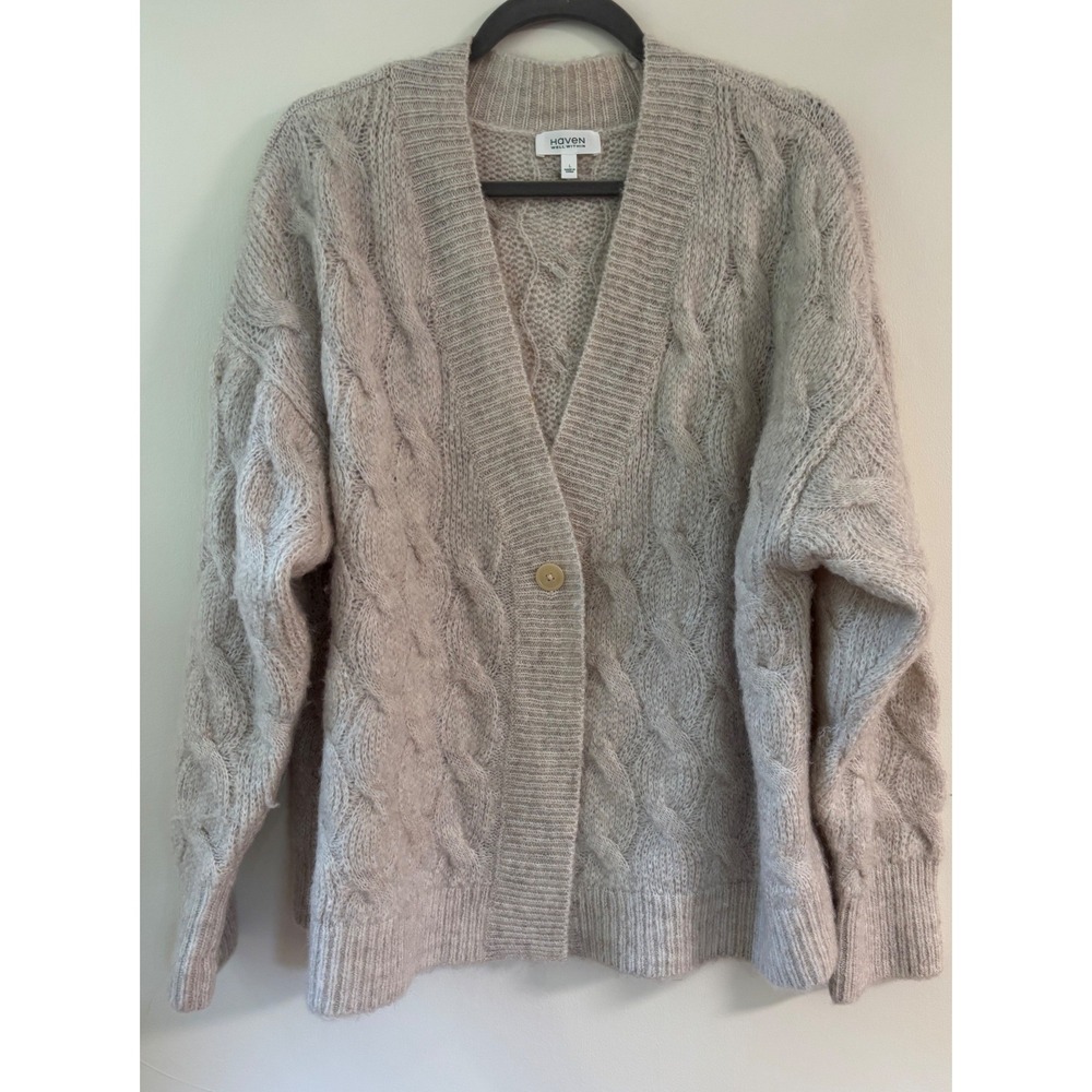 Haven Well Within Cable Knit Cardigan Sz. L Coastal Grandmother Soft Minimalism